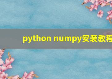 python numpy安装教程